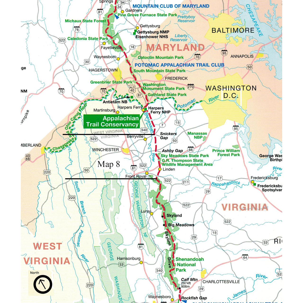 Appalachian Trail Conservancy AT Map 8: Northern Virginia - South