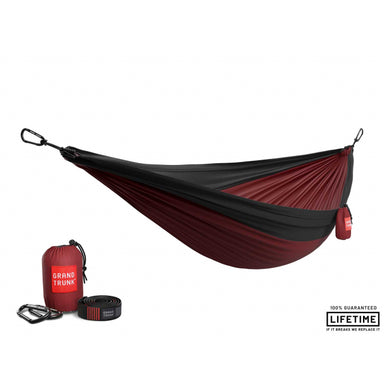 Grand Trunk Double Deluxe Parachute Nylon Hammock w/Straps Green/Charcoal 