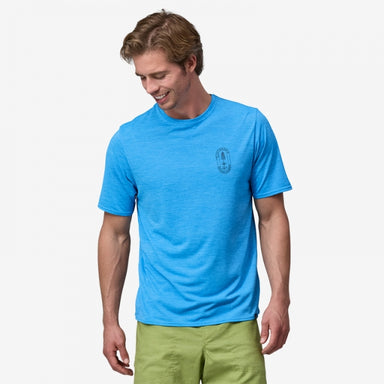 Patagonia Men's Cap Cool Daily Graphic Shirt - Lands Clean Climb Bloom: Vessel Blue X-Dye