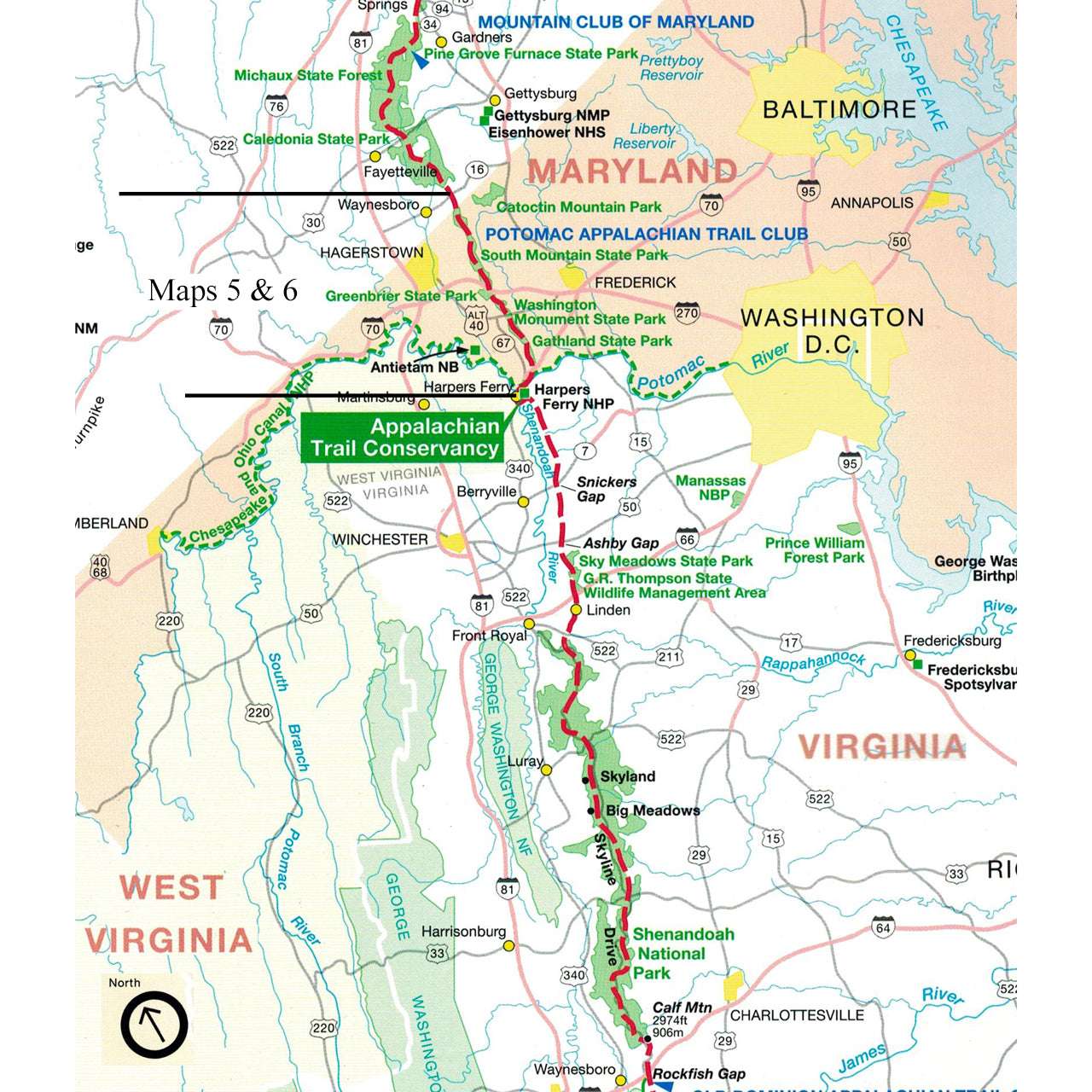 Appalachian Trail Conservancy AT Map 5 & 6: Maryland