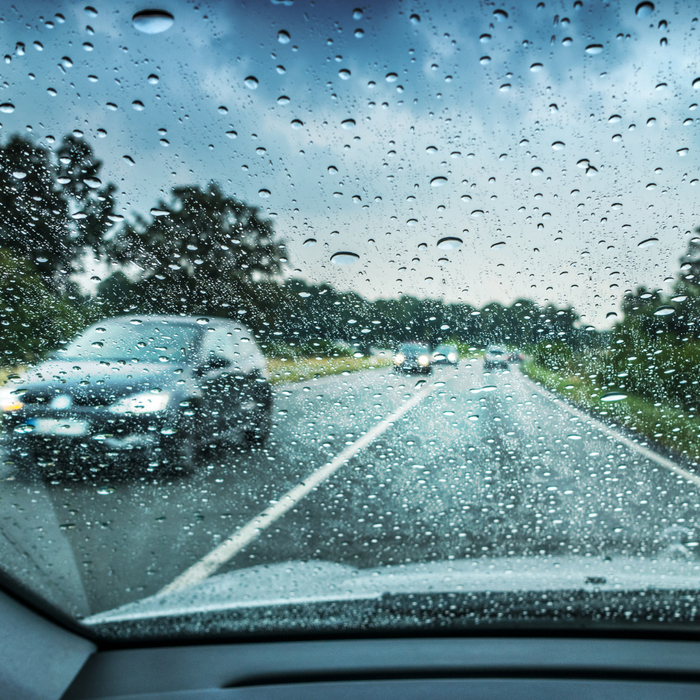 Driving a car in the rain