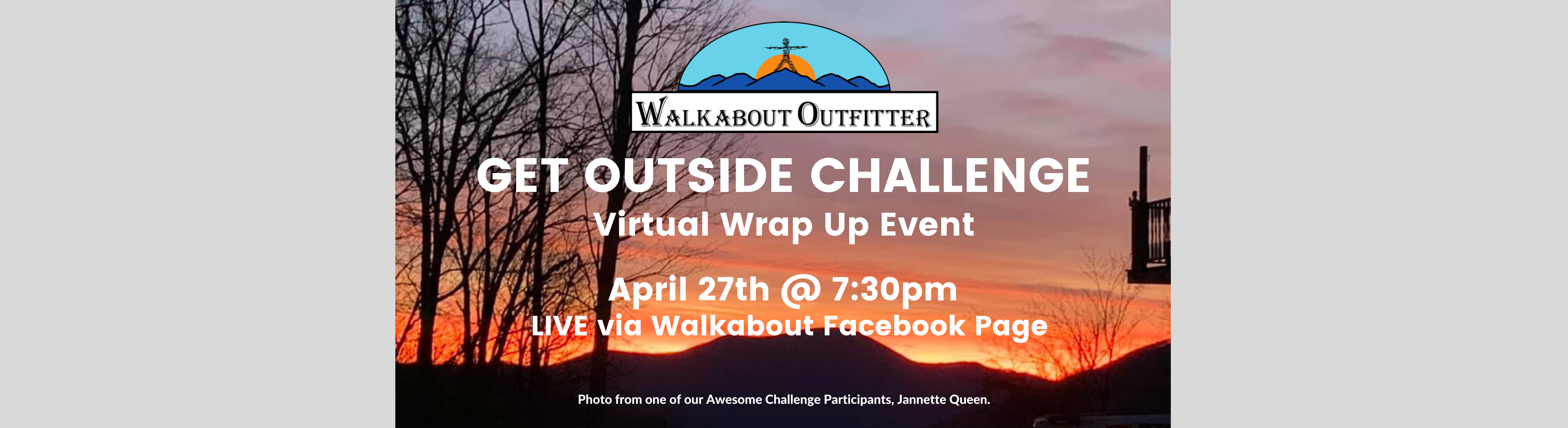 Get Outside Challenge Wrap Up Event - April 27th @ 7:30pm