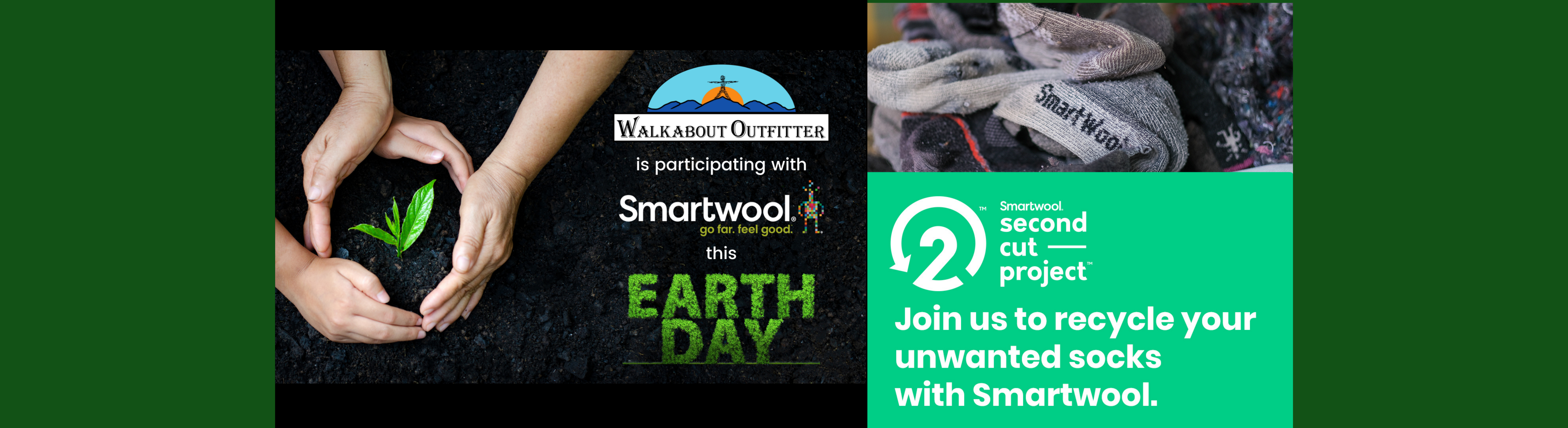 Walkabout wants your old (clean) socks for Earth Day! - April 22 through May 2