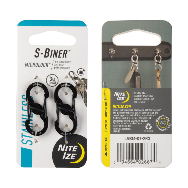 Nite Ize S-biner Microlock Stainless Steel - 2 Pack Black