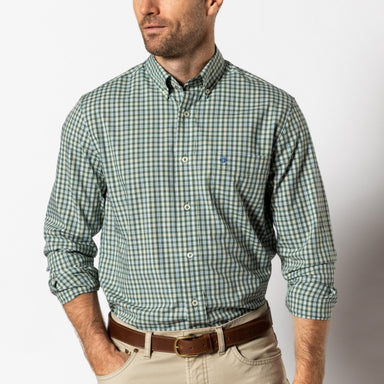Duck Head Performance Poplin Sport Shirt - Fallon Plaid Duck Green