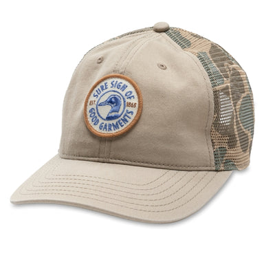 Duck Head Trucker Hat With Camo Mesh Stone