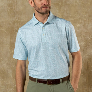 Duck Head Mens Long Drive Performance Polo Sky Blue