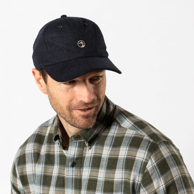 Duck Head Embroidery Logo Flannel Wool Hat - Heather Grey Maritime Blue Heather
