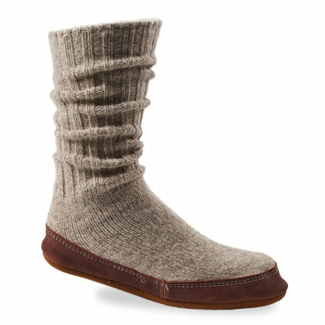 Acorn Slipper Sock Light Grey Ragg Wool