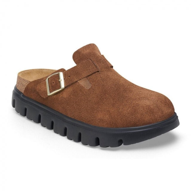 Birkenstock Boston Chunky Suede Leather Dark Tea/Black