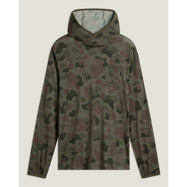 Free Fly Apparel Mens Bamboo Lightweight Hoodie Vintage Camo Oil Green