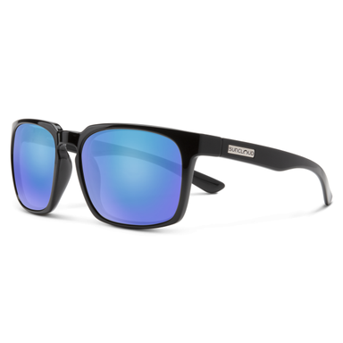 Suncloud Optics Hundo Black + Polarized Blue Mirror