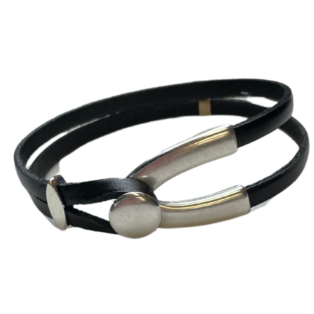 Suzanna Garrett Designs - Silver & Black Leather Bracelet