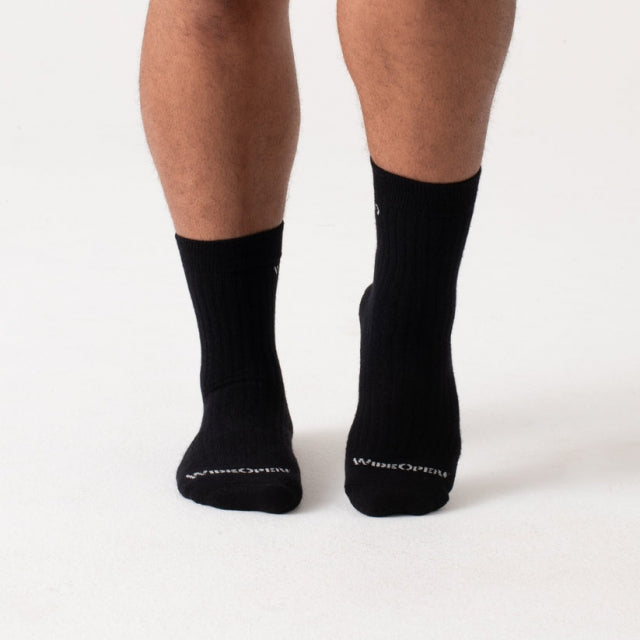 Wide Open Solid Cushioned Micro Crew Black
