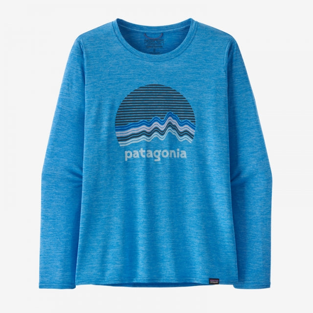 Patagonia Women's L/S Cap Cool Daily Graphic Shirt Ridge Rise Moonlight: Vessel Blue X-Dye