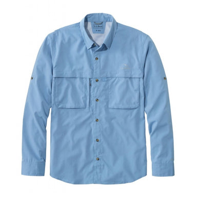 Ll Bean Brand Tropicwear Shirt Long Sleeve Regular Soft Blue