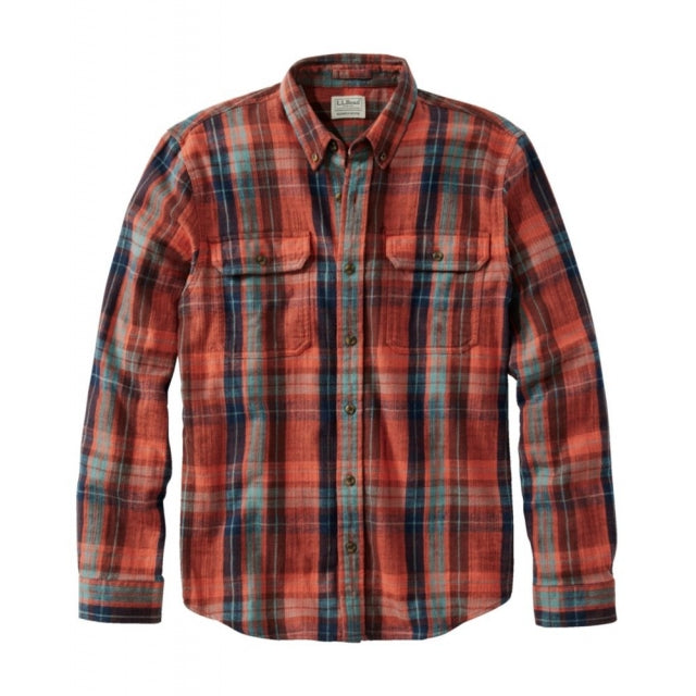 Ll Bean Brand 1912 Field Flannel Shirt Slightly Fitted Plaid Regular Currant