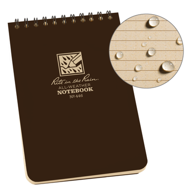 Rite In The Rain Weatherproof Notebook, 4" X 6" Universal Page Pattern Weatherproof Notepad, Brown Cover (No. 446) Brown