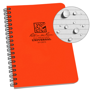 Rite In The Rain Weatherproof Side Spiral Notebook, 4.625" X 7", Orange Cover, Universal Pattern (No. Or73) Blaze Orange