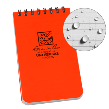 Rite In The Rain Weatherproof Top Spiral Notebook, 3" X 5", Orange Cover, Universal Pattern (No. Or35) Blaze Orange