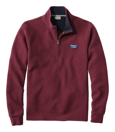 Ll Bean Brand Mens Lakewashed Double-knit Quarter-zip Long Sleeve Regular