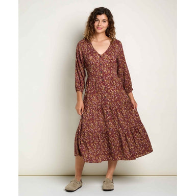 Toad&co Womens Manzana Tiered Midi Dress Malbec Print