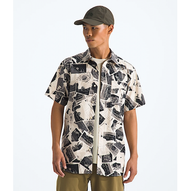 The North Face Mens Ss Baytrail Pattern Shirt Desert Stone TNF Postcards Print