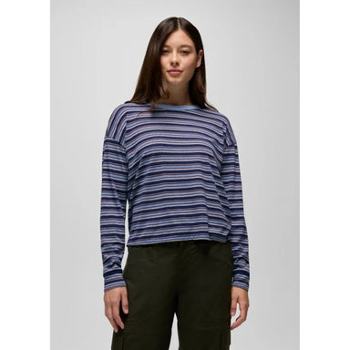 Prana Cozy Up Ls Crew Capulet Blue Stripe