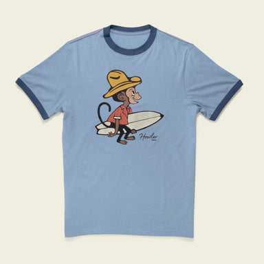 Howler Brothers Cotton Ringer T El Monito Surfs / Light Blue Heather