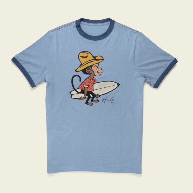Howler Brothers Cotton Ringer T El Monito Surfs / Light Blue Heather