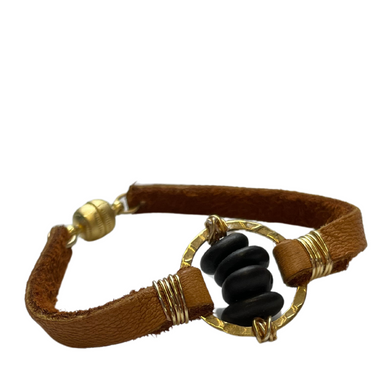 Suzanna Garrett Designs - Stone & Brown Leather Bracelet