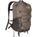 A The North Face Borealis 65 backpack in a muted taupe-brown color, featuring a dark brown lower panel and side pocket, black compression straps, and the white The North Face logo on the upper right side, set against a plain white background.