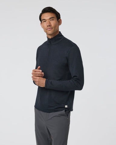 Vuori Ponto 1/2 Zip Mock Neck Charcoal Heather