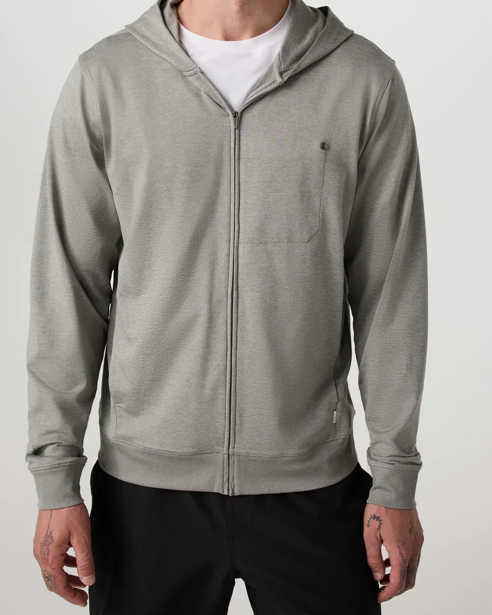 Vuori Mens Ponto Full Zip Hoodie Black Heather
