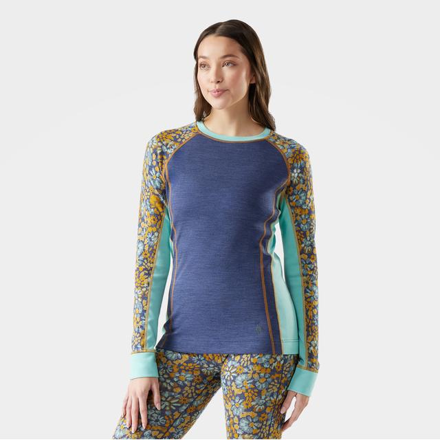 Smartwool Classic Thermal Merino Base Layer Colorblock Crew Top Nightfall Blue Heather