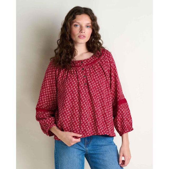 Toad&co Manzana Peasant Ls Shirt Berry Print
