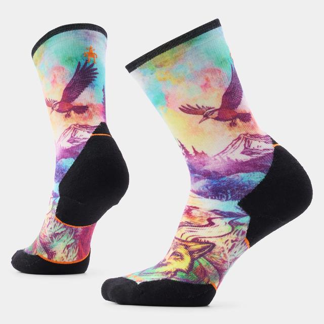 Smartwool Trail Run Serene Peak Print Crew Socks Dusty Teal Dusty Teal