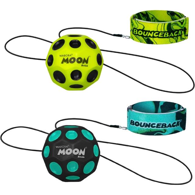 Waboba Waboba Bounceback Moonball With Leash Blue Black Yellow Black