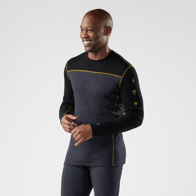 Smartwool Classic Thermal Merino Base Layer Colorblock Crew Top Charcoal/Honey Gold