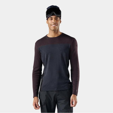 Smartwool Classic Thermal Merino Base Layer Colorblock Crew Top Mink - Charcoal