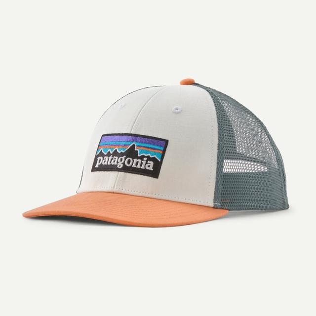 Patagonia P 6 Logo Lopro Trucker Hat White w/Peach Sherbet
