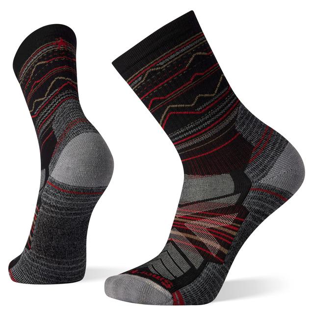 Smartwool Hike Light Cushion Mountain Range Pattern Crew Socks Black