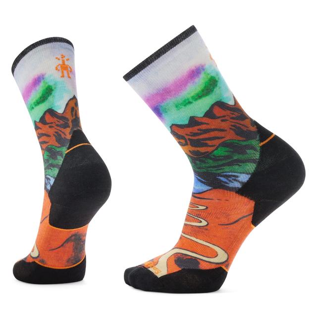 Smartwool Unisex Trail Run Singletrack Print Crew Socks Orange Rust
