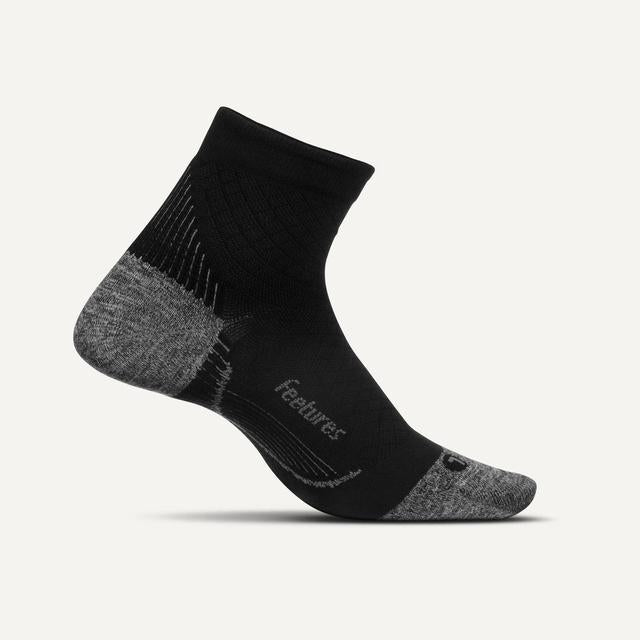 Feetures Plantar Fasciitis Relief Sock Light Cushion Quarter Black