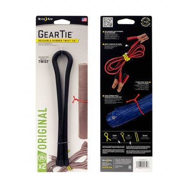 Nite Ize Gear Tie Reusable Rubber Twist Tie 18 in. - 2 Pack Black 