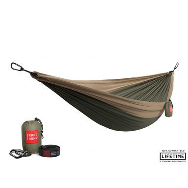 Grand Trunk Double Deluxe Parachute Nylon Hammock w/Straps Green/Charcoal 