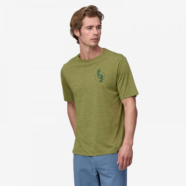 Patagonia Men's Cap Cool Daily Graphic Shirt - Lands Trail Trotters: Buckhorn Green X-Dye