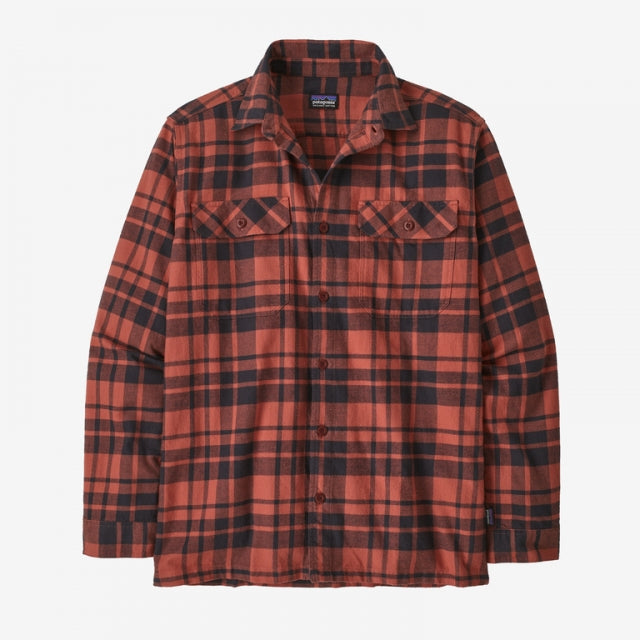 Patagonia Men's L/S Organic Cotton MW Fjord Flannel Shirt Ice Caps: Burl Red