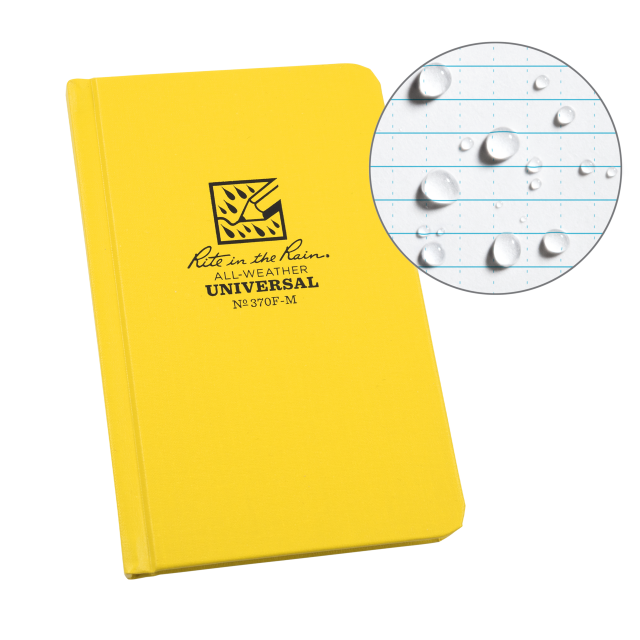 Weatherproof Hard Cover Notebook, 4.25" x 6.75", Yellow Cover, Universal Pattern (No. 370F-M)