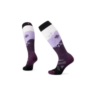 Smartwool Women's Ski Full Cushion Snowpocalypse Pattern Over The Calf Socks Purple Iris 